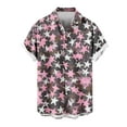 thumbnail image 1 of Wyobmus Button Down Shirt for Men Short Sleeved Star Printed Shirt Casual Summer Vacation Casual Lapel Blouse A-Pink, 1 of 4