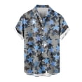 thumbnail image 1 of Wyobmus Button Down Shirt for Men Short Sleeved Star Printed Shirt Casual Summer Vacation Casual Lapel Blouse C-Blue, 1 of 4