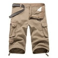 thumbnail image 1 of Wyobmus Cargo Capris for Men Lightweight Outdoor Hiking Pants Stretch Elastic Waist Capri With Pockets Beige, 1 of 6
