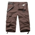 thumbnail image 1 of Wyobmus Cargo Capris for Men Lightweight Outdoor Hiking Pants Stretch Elastic Waist Capri With Pockets Coffee, 1 of 7