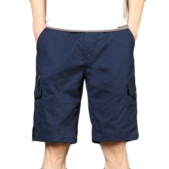 Wyobmus Cargo Shorts for Men 6 Pockets Ripstop Tactical Shorts Elastic Waist Quick Dry Hiking Short With Adjustable Bottom M-5Xl Navy