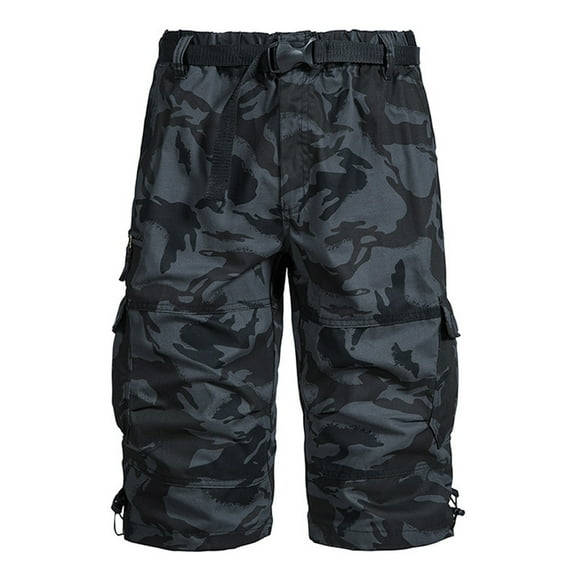 Wyobmus Cargo Shorts for Men Outdoor Casual Expandable Waist Lightweight Mid Rise Quick Dry Fishing Hiking Shorts M-5X A-Black