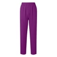 thumbnail image 1 of Wyobmus Casual Straight Leg Long Pants for Women Solid Color Elastic Waist Comfy Stretch Pull On Pants C-Hot Pink, 1 of 8
