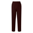 thumbnail image 1 of Wyobmus Casual Straight Leg Long Pants for Women Solid Color Elastic Waist Comfy Stretch Pull On Pants D-Burgundy, 1 of 9