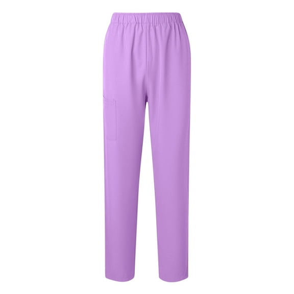 Wyobmus Casual Straight Leg Long Pants for Women Solid Color Elastic Waist Comfy Stretch Pull On Pants D-Purple