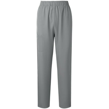 Wyobmus Casual Straight Leg Long Pants for Women Solid Color Elastic Waist Comfy Stretch Pull On Pants Gray