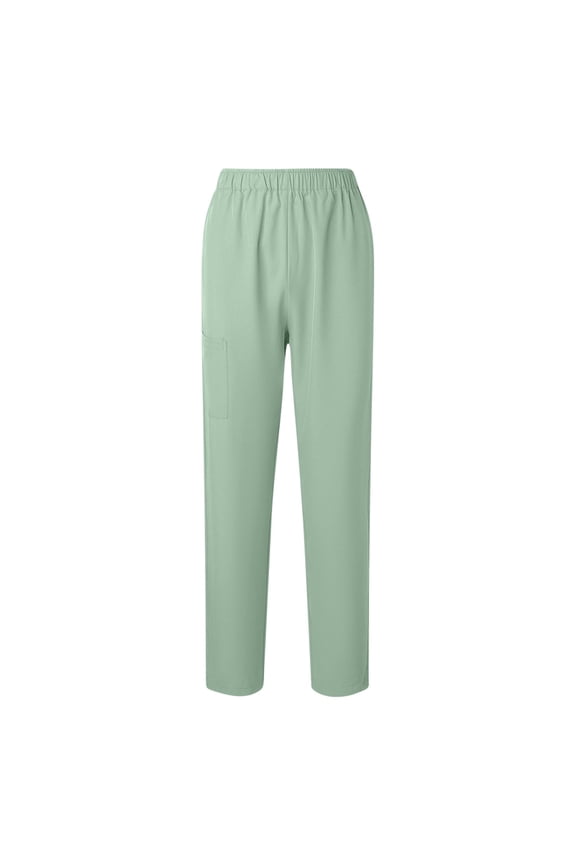 Casual Straight Leg Long Pants for Women Solid Color Elastic Waist Comfy Stretch Pull On Pants Mint Green