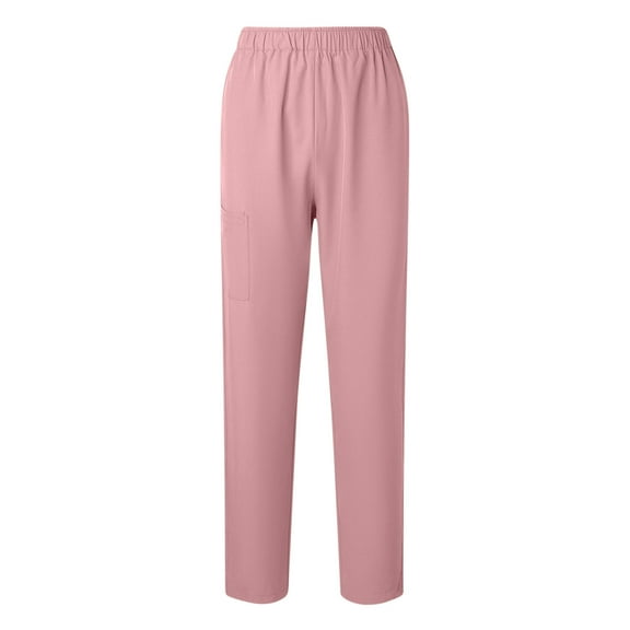 Wyobmus Casual Straight Leg Long Pants for Women Solid Color Elastic Waist Comfy Stretch Pull On Pants Pink