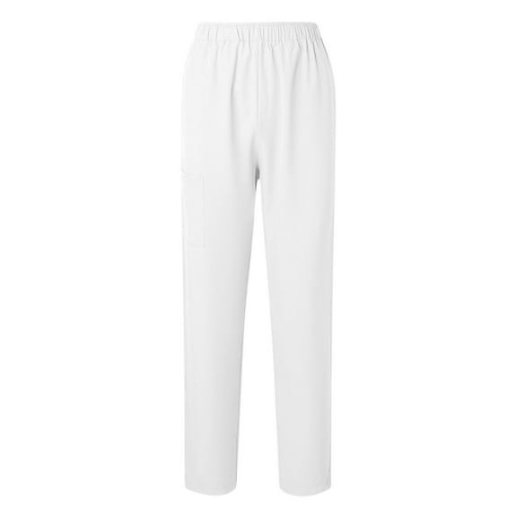 Wyobmus Casual Straight Leg Long Pants for Women Solid Color Elastic Waist Comfy Stretch Pull On Pants White