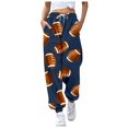 thumbnail image 1 of Wyobmus Casual Sweatpants for Women Comfy Loose Drawstring Straight Lounge Pants Football Print Running Workout Athletic Pants With Pockets Dark Blue, 1 of 4