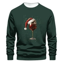Wyobmus Christmas Sweatshirts for Men Glitter Xmas Tree Print Long Sleeve Tops Cotton Crewneck Pullover Blouse Gifts Tunic Sweatshirt A-Olive Green