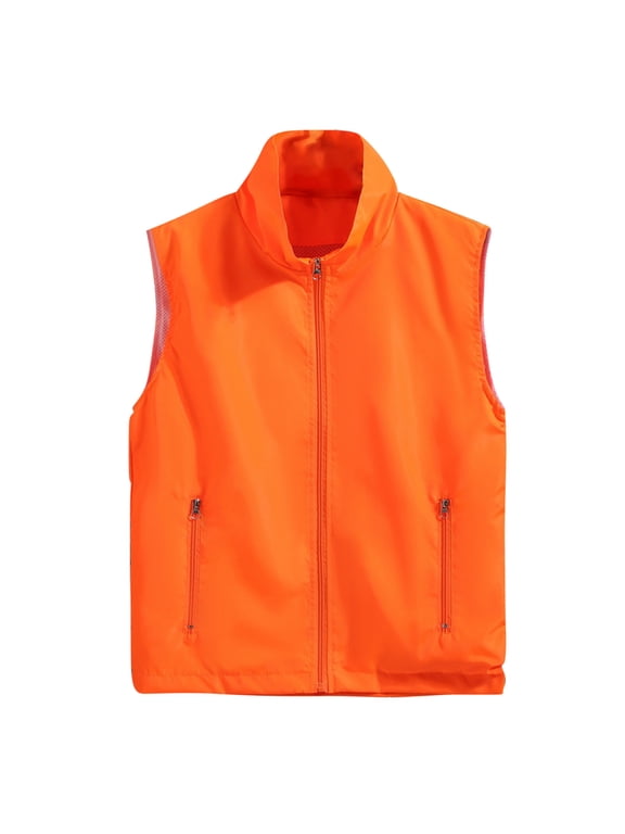 Cycling Vest for Men Lightweight Bike Vest Sleeveless Zip Up Jacket for Running Hiking Sports M-4X Orange