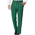 thumbnail image 1 of Wyobmus Dress Pants for Men 4-Way Stretch Stripe Suit Pants Wrinkle Free Elastic Waist Business formal Pants Green, 1 of 1