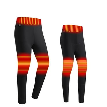 Wyobmus Electric Heated Pants for Women Solid Color Heating Pants USB Charge Heating Cotton Pants Electric Leggings Plus Fleece Cold Warm Pants Black