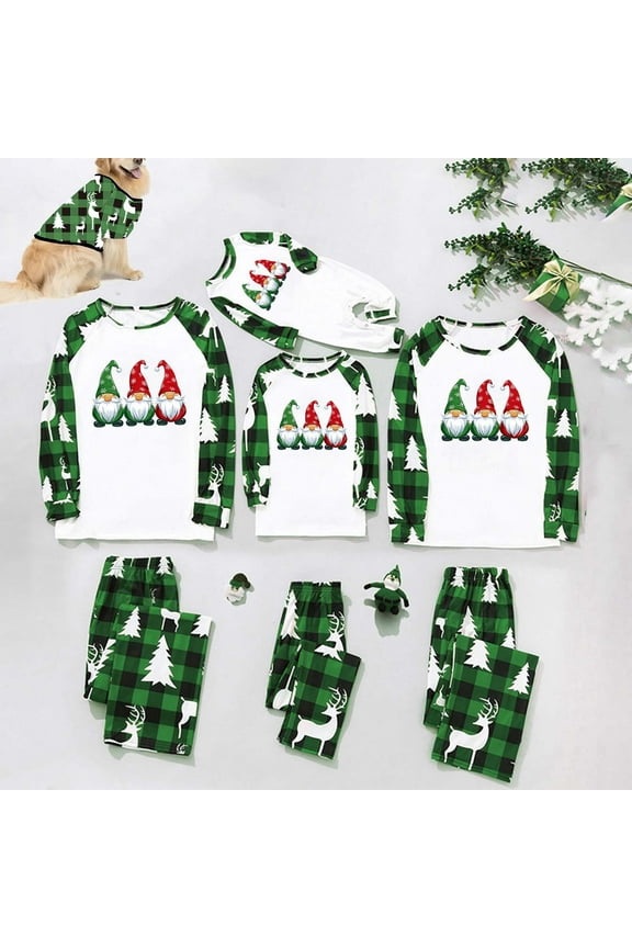 Family Christmas Pajamas Matching Sets Soft Comfy Holiday Christmas Cute Santa Claus Shirt and Plaid Bottom Loungewear Nighty for Dad