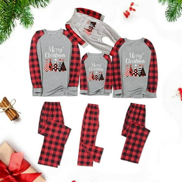Wyobmus Family Christmas Pjs Matching Sets Christmas Holiday Jammies Plaid Christmas Pjs Sleepwear Loungewear for Daddy Mommy and Kid for Mom