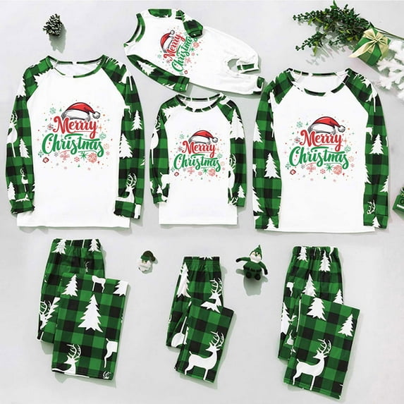 Wyobmus Family Christmas Pjs Matching Sets Christmas Pajamas for Family Christmas Letter Print Pjs Holiday Xmas Jammies Set for Dad