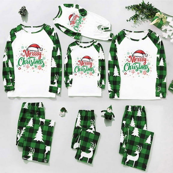 Wyobmus Family Christmas Pjs Matching Sets Christmas Pajamas for Family Christmas Letter Print Pjs Holiday Xmas Jammies Set for Mom