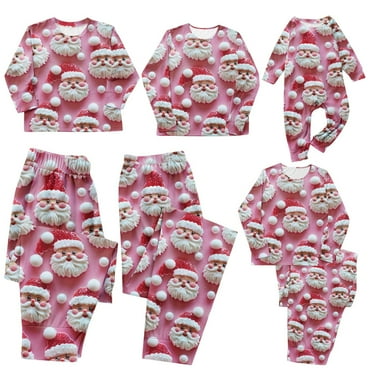 Wyobmus Family Christmas Pjs Matching Sets Cute Santa Claus Patterned Sleepwear Xmas Pjs Set for Couples and Kids for Mom