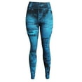 thumbnail image 1 of Wyobmus Faux Denim Leggings for Women Casual High Waist Butt Lifting Stretchy Scrub Slim Yoga Trousers Light Blue, 1 of 8