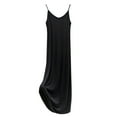 thumbnail image 1 of Wyobmus Full Slip for Women Sleeveless V Neck Cotton Nightgown Solid Color Spaghetti Straps Comfy Modal Sleep Dress Ladies Comfortable Negligee A-Black*, 1 of 5