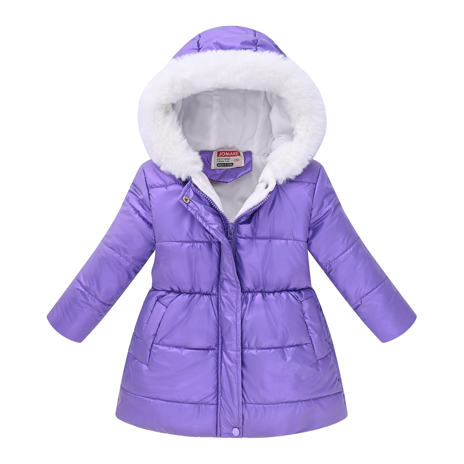 Casual Yellow Patchwork Button Faux Fur Warm Fleece Girls Hooded Coats Winter WL031 main image 0