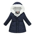 thumbnail image 1 of Wyobmus Girl's Winter Coat Parkas Warm Hooded Puffer Jacket Long Tuni Quilted Jacket With Faux Fur Hood M-Black, 1 of 4