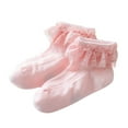 thumbnail image 1 of Wyobmus Girls Ruffle Socks Frilly Lace Socks Princess Dress Socks Soft Cotton Walking Floor Socks for Toddler Kids Girls B-Pink*, 1 of 3