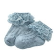 thumbnail image 1 of Wyobmus Girls Ruffle Socks Frilly Lace Socks Princess Dress Socks Soft Cotton Walking Floor Socks for Toddler Kids Girls C-Blue*, 1 of 4