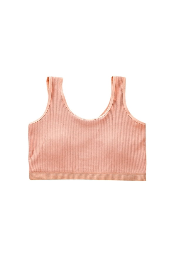 Girls Seamless Training Bra Coton Bras for Big Girl Solid Color Wireless Bras Lightweight Thermal Underwear Tops Red*