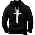 thumbnail image 1 of Wyobmus Graphic Hoodies for Men Lightweight Western Christian Crucifixion Print Sports Hooded Sweatshirt Retro Solid Pullover B-Black, 1 of 3