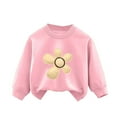 thumbnail image 1 of Wyobmus Graphic Sweatshirt for Little Girls Tie Dye Crewneck Pullover Baby Girls Flower Printed Long Sleeved Base Shirt Casual Top B-Pink, 1 of 4