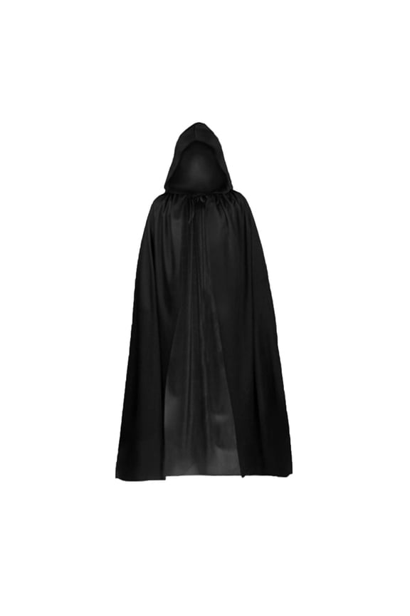 Halloween Medieval Cloak Wizard Robes Monk Priest Cloak Halloween Tunic Robe Renaissance Long Cloak with Hood for Adult A-Black