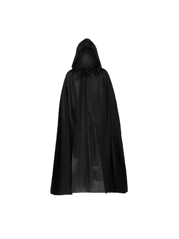 Halloween Medieval Cloak Wizard Robes Monk Priest Cloak Halloween Tunic Robe Renaissance Long Cloak with Hood for Adult A-Black