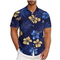 thumbnail image 1 of Wyobmus Hawaiian Shirt for Men Oversized Summer Beach Short Sleeve Lapeled Shirts Casual Button Down Tropical Beach Shirt S-5Xl F-Blue, 1 of 5