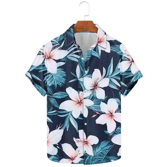 Wyobmus Hawaiian Shirt for Men Summer Beach Casual Short Sleeve Button Down Shirts Lapeled Shirt Printed Tropical Vacation Resort Shirt F-Multicolor