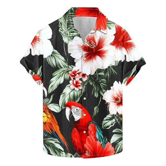 Wyobmus Hawaiian Shirt for Men Summer Beach Casual Short Sleeve Button Down Shirts Lapeled Shirt Printed Tropical Vacation Resort Shirt K-Multicolor