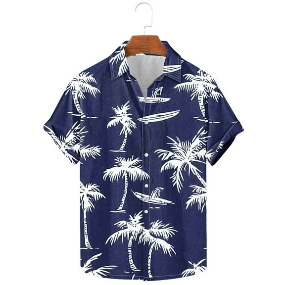Wyobmus Hawaiian Shirt for Men Summer Beach Casual Short Sleeve Button Down Shirts Lapeled Shirt Printed Tropical Vacation Resort Shirt N-Multicolor