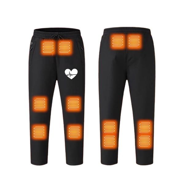 Wyobmus Heated Pants for Men Women Electric Usb 21 Heating Zones 3 Temperature Control Elastic Waist Drawstring Trousers Winter Warm,Battery Not Included F-Black