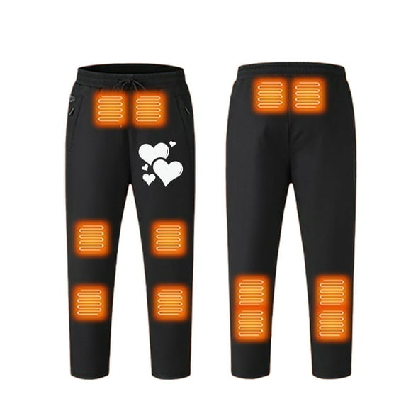 Wyobmus Heated Pants for Men Women Electric Usb 21 Heating Zones 3 Temperature Control Elastic Waist Drawstring Trousers Winter Warm,Battery Not Included M-Black