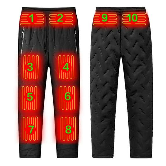 Wyobmus Heated Quilted Pants for Women Outdoor Heating Cotton Pants Electric Heating Constant Temperature Velvet Pants Black