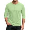 thumbnail image 1 of Wyobmus Henley Shirts for Men Casual 3/4 Sleeve Thermal Pullover Shirt Front 3-Button Crew Neck T-Shirt Tops A-Mint Green, 1 of 5