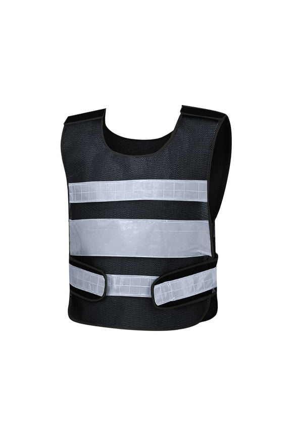 High Visibility Safety Vest for Men Women Reflective Vest High Visibility Silver Strip Sleeveless Construction Jacket Vest A-Black