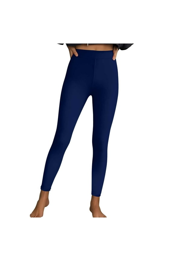 High Waist Yoga Pants for Women Tummy Control Workout Running Yoga Leggings Stretch Form-Fitting Sports Gym Tight Pants B-Dark Blue