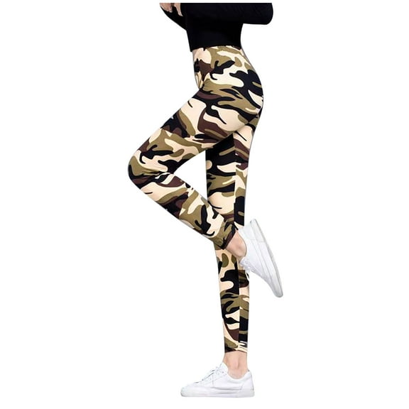 Wyobmus High Waisted Leggings for Women Soft Opaque Slim Tummy Control Printed Pants With Camo, Leopard for Running Cycling Yoga G-Camouflage
