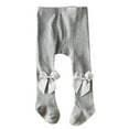 thumbnail image 1 of Wyobmus Infant Soft Tights New Baby Pantyhose Combed Cotton Bow Bottom Pantyhose Pants for Newborn Infant Toddler Baby Girl Tights C-Gray, 1 of 7