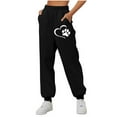 thumbnail image 1 of Wyobmus Jogger Pants for Women Casual Love Heart Dog Claw Graphic Sweatpants Loose Ankle Binding Sports Pants A-Black, 1 of 2