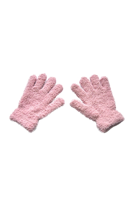 Kids Fluffy Gloves Thick Fleece Lined Warm Cotton Gloves Cozy Stretch Cold Weather Gloves A-Pink*