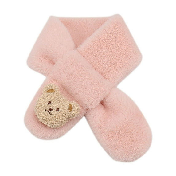 Wyobmus Kids Scarf Soft Warm Knit Fuzzy Neck Gaiters Solid Color Winter Classic Thicken Scarf for Boys Girls B-Hot Pink*
