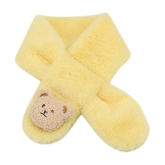 Wyobmus Kids Scarf Soft Warm Knit Fuzzy Neck Gaiters Solid Color Winter Classic Thicken Scarf for Boys Girls B-Yellow*
